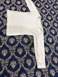Cream Ribbed Long Sleeve Top