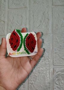Cute Crochet Watermelon and frog  Hair Clips (set