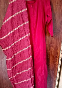 Libas Round Neck Pleated Straight Kurta with Trous