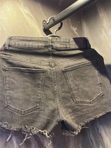 Gray Denim Frayed Shorts