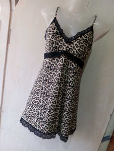 Leopard Print Lace Slip Dress