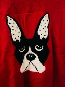 Red French Bulldog Knit Sweater
