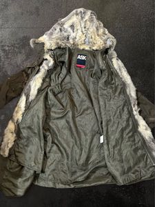 ASK Military Fur Hooded Long Jacket