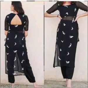 Black Butterfly Print Kurti