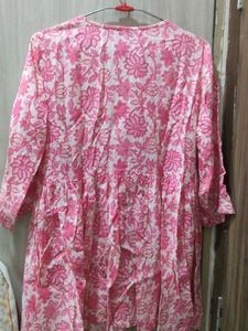 Pink Floral Cotton Kurta