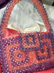 Beaded Clutch Purse - Pink &amp; Purple