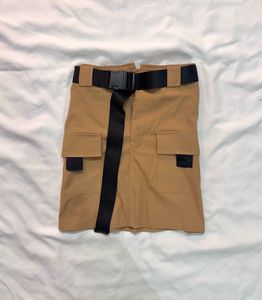 Khaki Mini Skirt with Belt