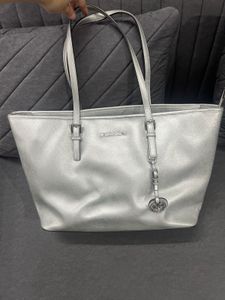 Michael Kors Silver Jet Set Travel Tote Bag