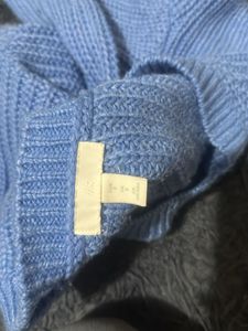 Blue Knit V-Neck oversized Sweater