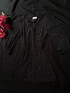 Sparkly Black V-Neck Dress