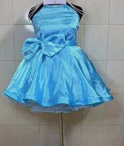 Stunning Blue Satin Halter Dress