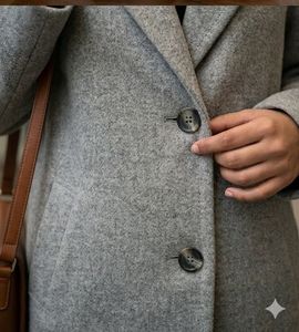 Chic Grey Wool Blend 🧥 🤎👜