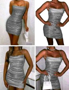 (Urbanic)oGlittery Rhinstone Chain Ruched Dress