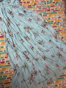 Light Blue Floral Tiered Dress