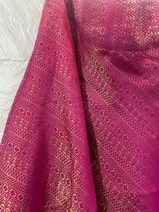 Elegant Gold &amp; Pink Brocade Lehenga Set