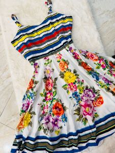 Colorful Striped Floral Summer Dress