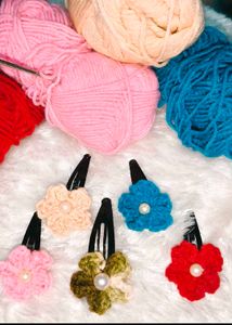 🔥 MEGA SALE OFFER 🔥 Crochet Flower Hair Clips