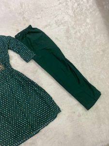 Dark Green Printed Kurti &amp; Pant Set