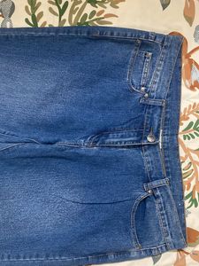 New High waist Straight Fit Blue Denim Jeans Women