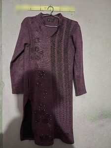 Elegant Woolen Embroidered Kurta ‼️