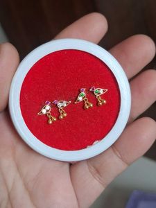 Heart Stud Earrings with Gemstones