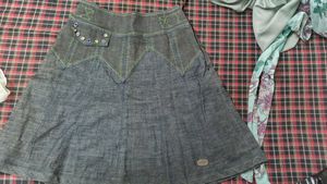 Boho Denim Skirt with Studs