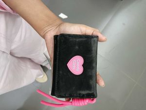 Cute Black Wallet with Pink Heart