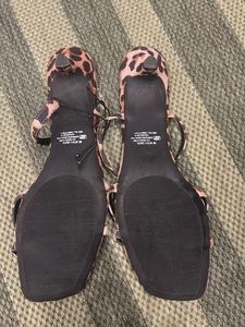 Leopard Print Kitten Heel Sandals