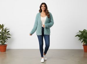 Cozy Blue Fuzzy Knit Cardigan