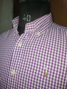 Purple Gingham Button-Down Shirt