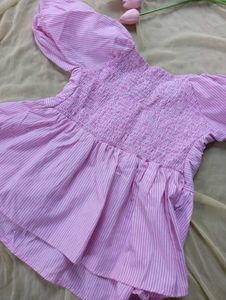 Pink Striped Puff Sleeve Top💗