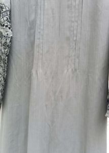 Grey Embroidered Sleeve Kurta