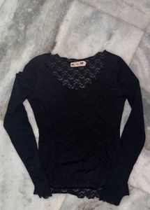 vintage Elegant Black Lace Top