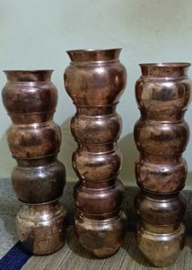 Vintage Copper Kalash Pots/Glass/Spoon Set