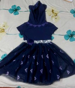 Navy Hooded Dress with Sparkly Skirt