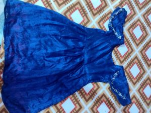 Elegant Blue frock Salwar set with Pink Embroidery