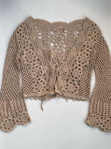 Crochet Bell Sleeve Crop Top