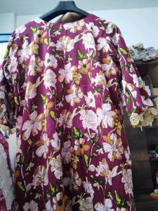Maroon Floral Print Kurta and pant
