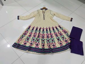 Elegant Cream Ethnic set with Embroidered Hem