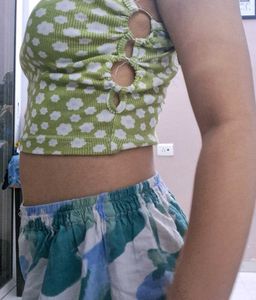Floral Green Crop Top
