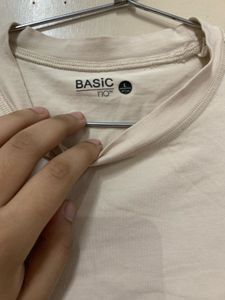 Basic Cream Cropped T-Shirt