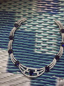 Elegant Blue Stone &amp; Diamond Bracelet