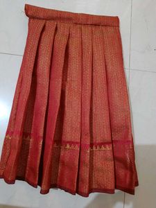Red &amp; Gold Brocade Ethnic Skirt