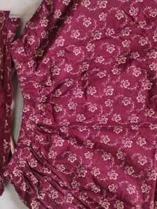 Maroon Floral Print Lehenga Choli Set