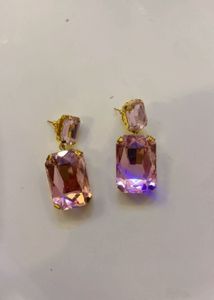 New Elegant Pink Crystal Drop Earrings And Ring