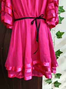Vibrant Pink Cold Shoulder Dress