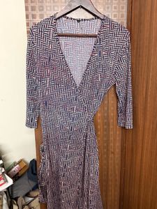 Patterned Wrap Dress🩵