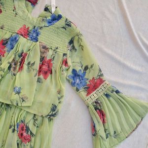 Trendy Ruffle Floral Chiffon Top