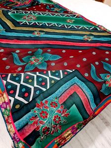 🇳🇿💫🎀Stunning Teal &amp; Red Saree