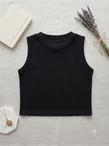 Black Ribbed Knit Sleeveless Crop Top
